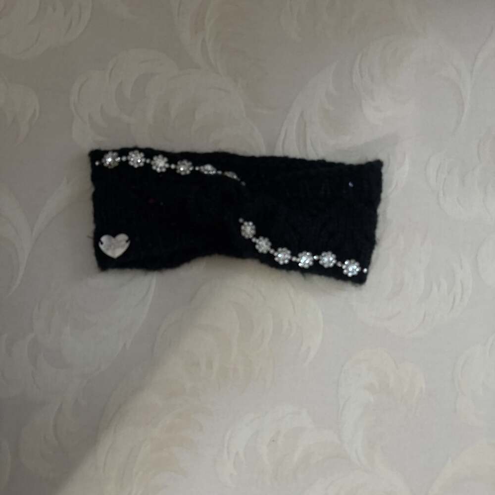 Betsey Johnson Headband Winter Bandana Cream Ice Princess Knit Bling Bling O/S‎